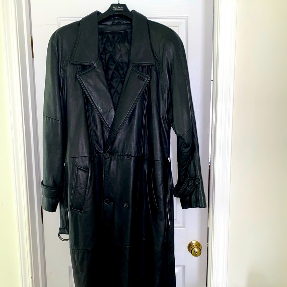 MEN’S Black Leather Long Jacket